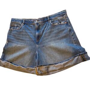 Loft Denim Jean Shorts Rolled Hem sz 16 Lightly Distressed 5.5" length